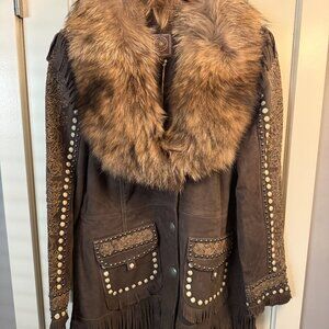 Double D Ranch Coat — Horse Opera Statement Jacket (Bronco Brown)